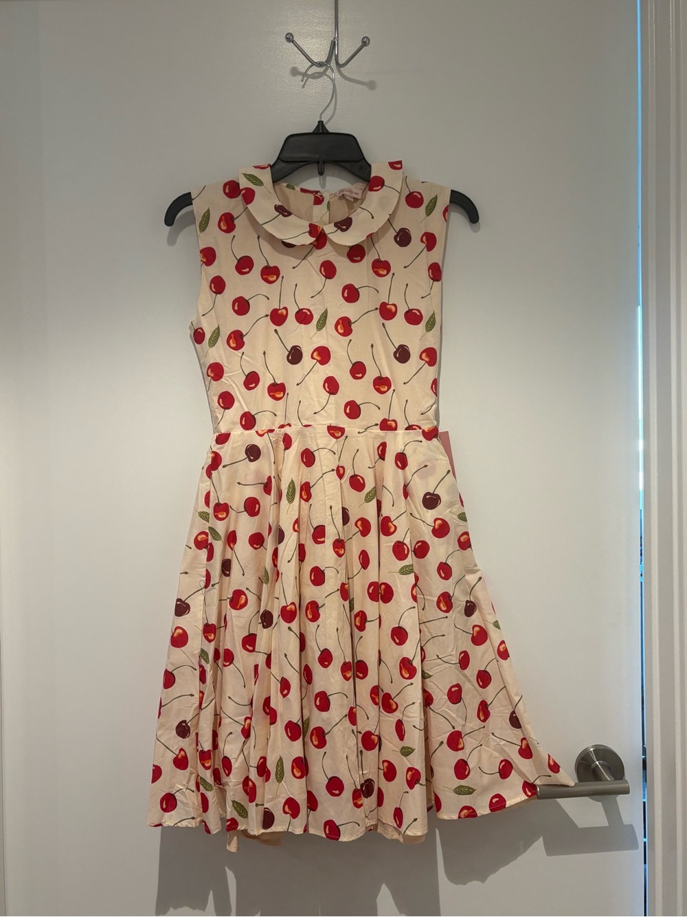 Ivy City Co Cream Dress with Red Cherry Print